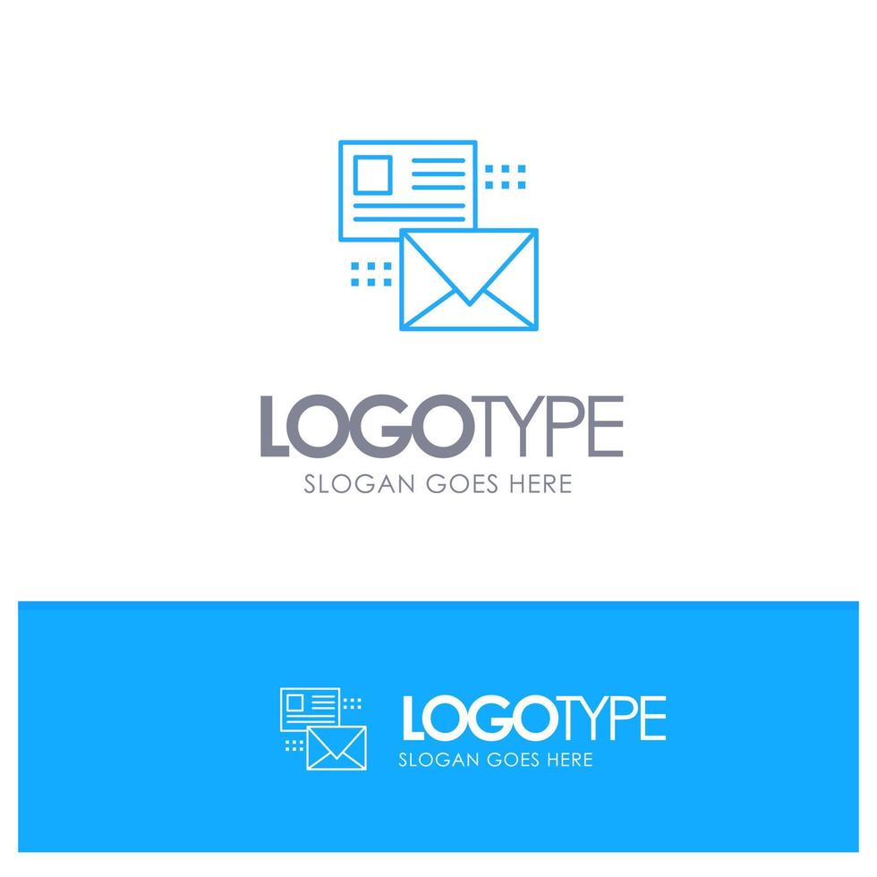 mailing conversation e-mails liste mail contour bleu logo avec place pour slogan vecteur