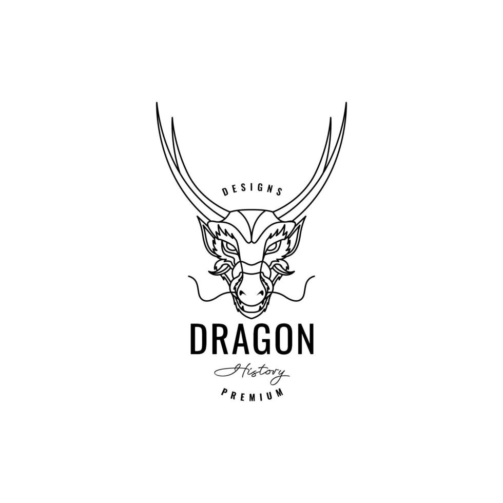 tête dragon mythe légende ligne minimaliste logo design vecteur