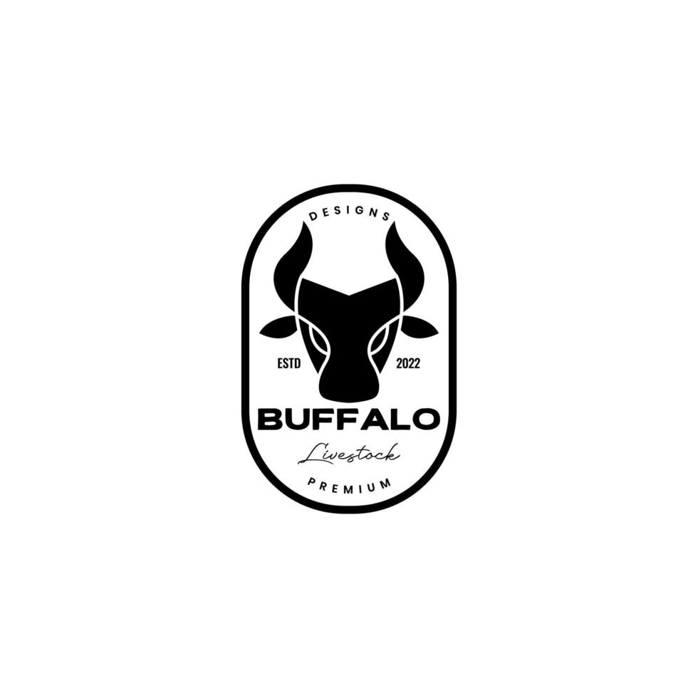 tête de vache insigne noir création de logo vintage vecteur