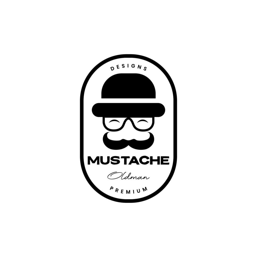 visage sourire homme moustache cool bagde logo vintage design vecteur