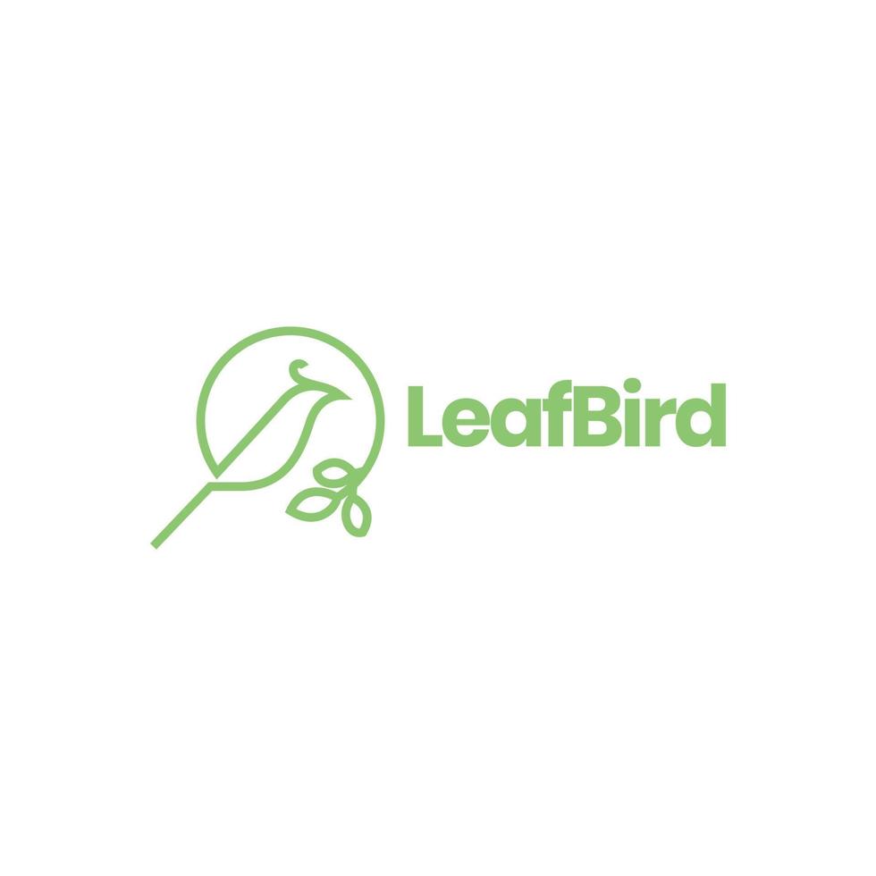 oiseau avec cercle feuille ligne minimaliste vecteur de conception de logo moderne