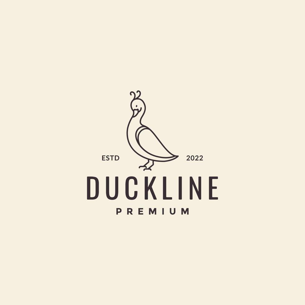 animal volaille canard ligne hipster vintage mascotte logo design vecteur