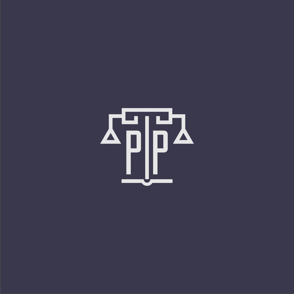 monogramme initial pp pour le logo du cabinet d'avocats avec image vectorielle d'échelles vecteur