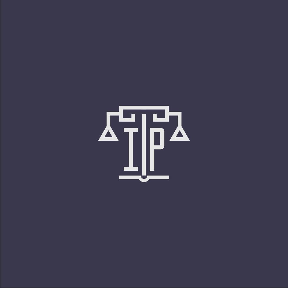 monogramme initial ip pour logo de cabinet d'avocats avec image vectorielle d'échelles vecteur