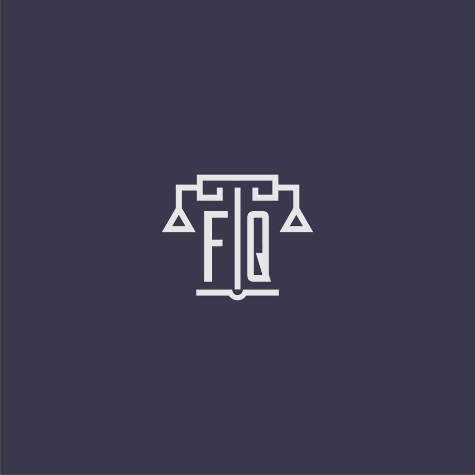 monogramme initial fq pour le logo du cabinet d'avocats avec image vectorielle d'échelles vecteur