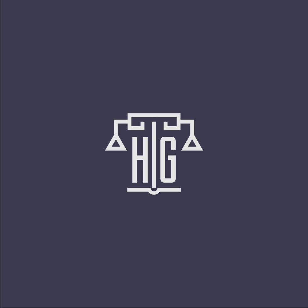 hg monogramme initial pour le logo du cabinet d'avocats avec image vectorielle d'échelles vecteur