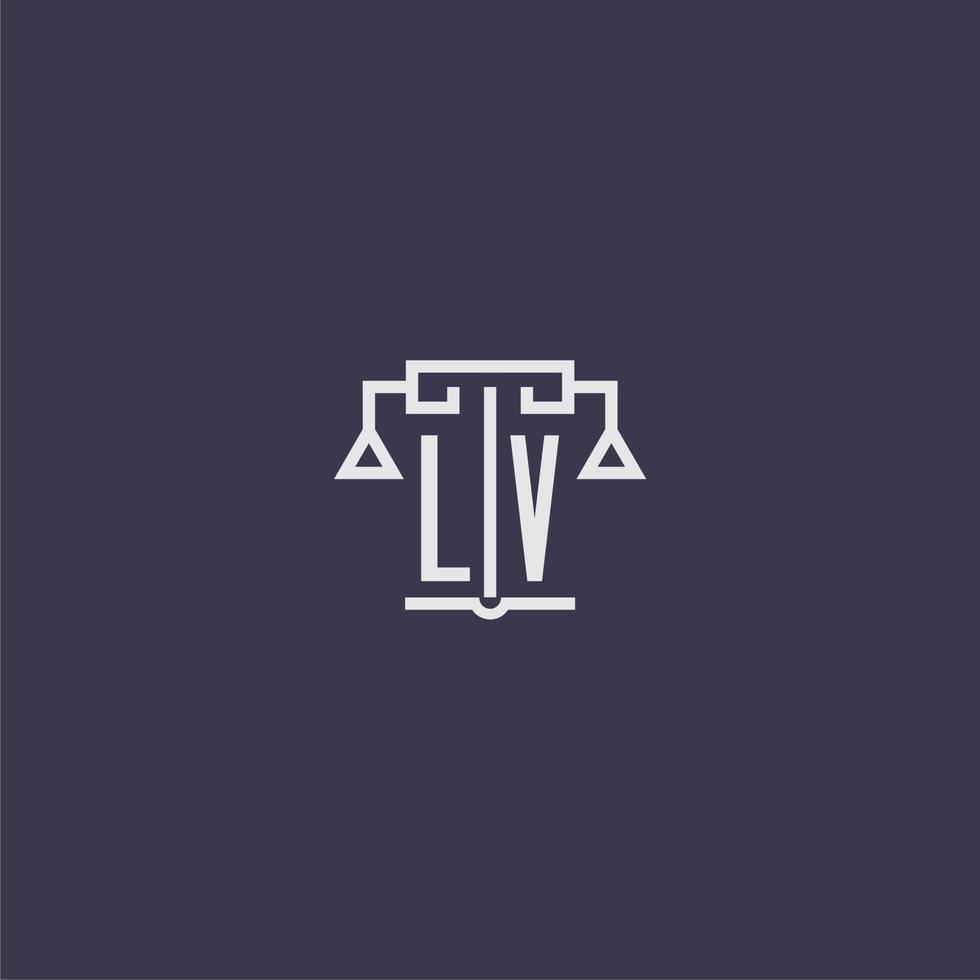 lv monogramme initial pour le logo du cabinet d'avocats avec image vectorielle d'échelles vecteur