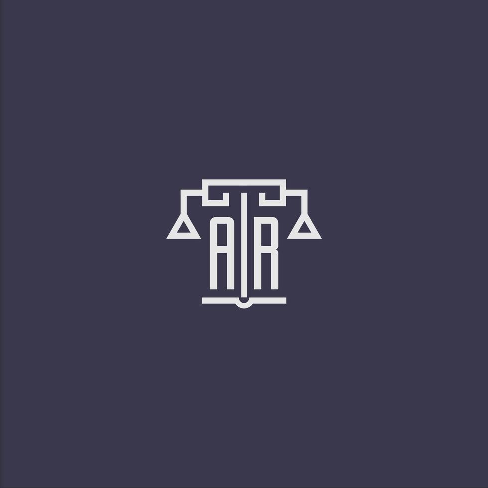 ar monogramme initial pour le logo du cabinet d'avocats avec image vectorielle d'échelles vecteur