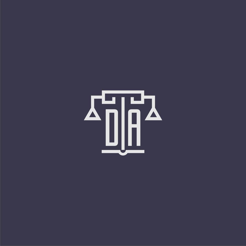 da monogramme initial pour le logo du cabinet d'avocats avec image vectorielle d'échelles vecteur