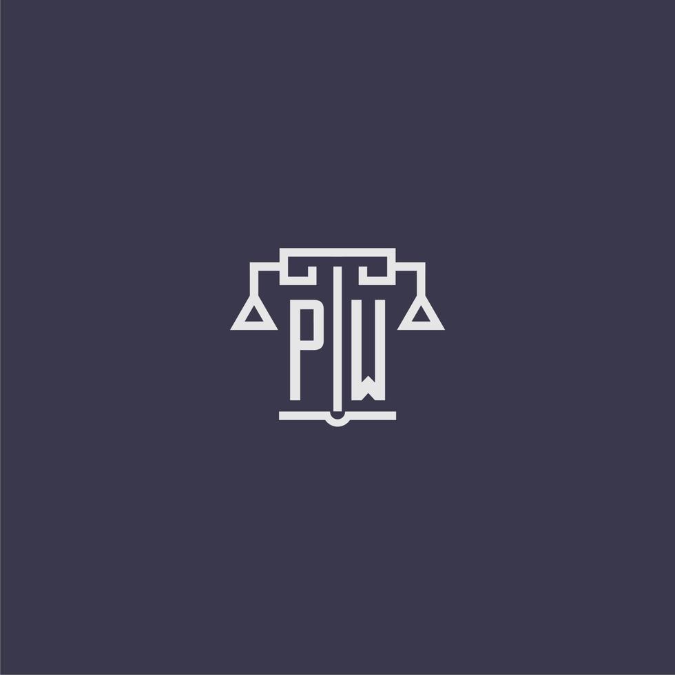 pw monogramme initial pour le logo du cabinet d'avocats avec image vectorielle d'échelles vecteur