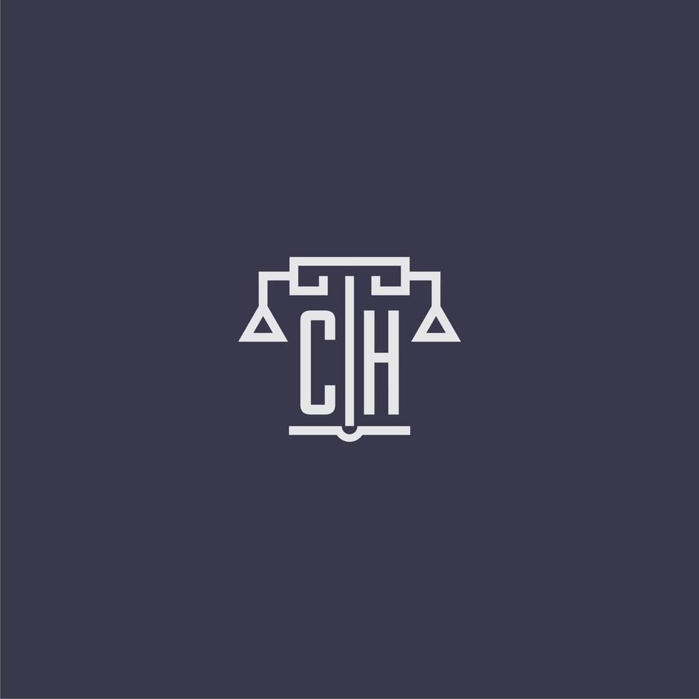 ch monogramme initial pour logo de cabinet d'avocats avec image vectorielle d'échelles vecteur