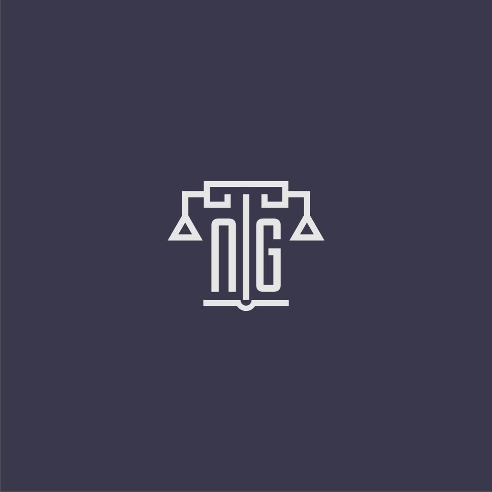 ng monogramme initial pour le logo du cabinet d'avocats avec image vectorielle d'échelles vecteur