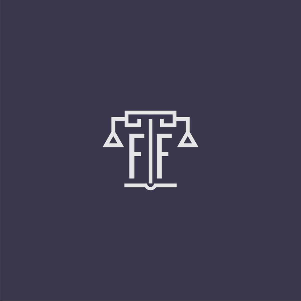 ff monogramme initial pour le logo du cabinet d'avocats avec image vectorielle d'échelles vecteur