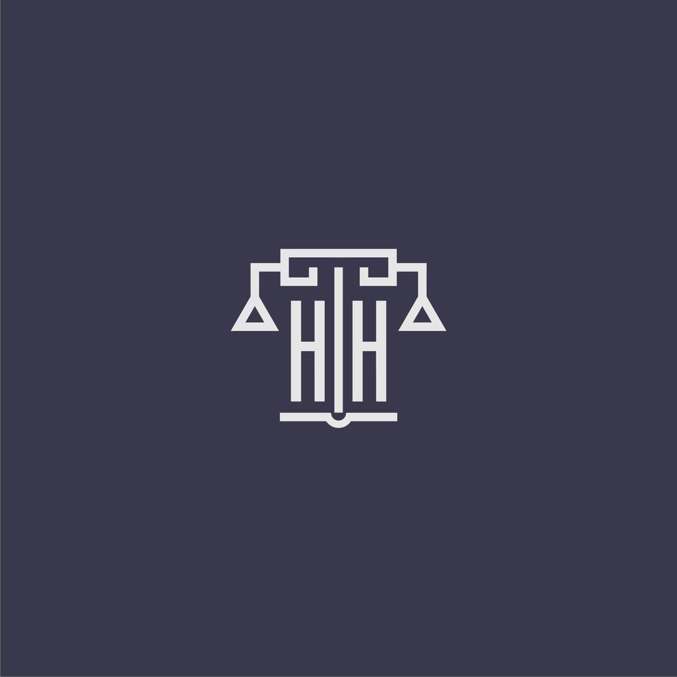 hh monogramme initial pour le logo du cabinet d'avocats avec image vectorielle d'échelles vecteur