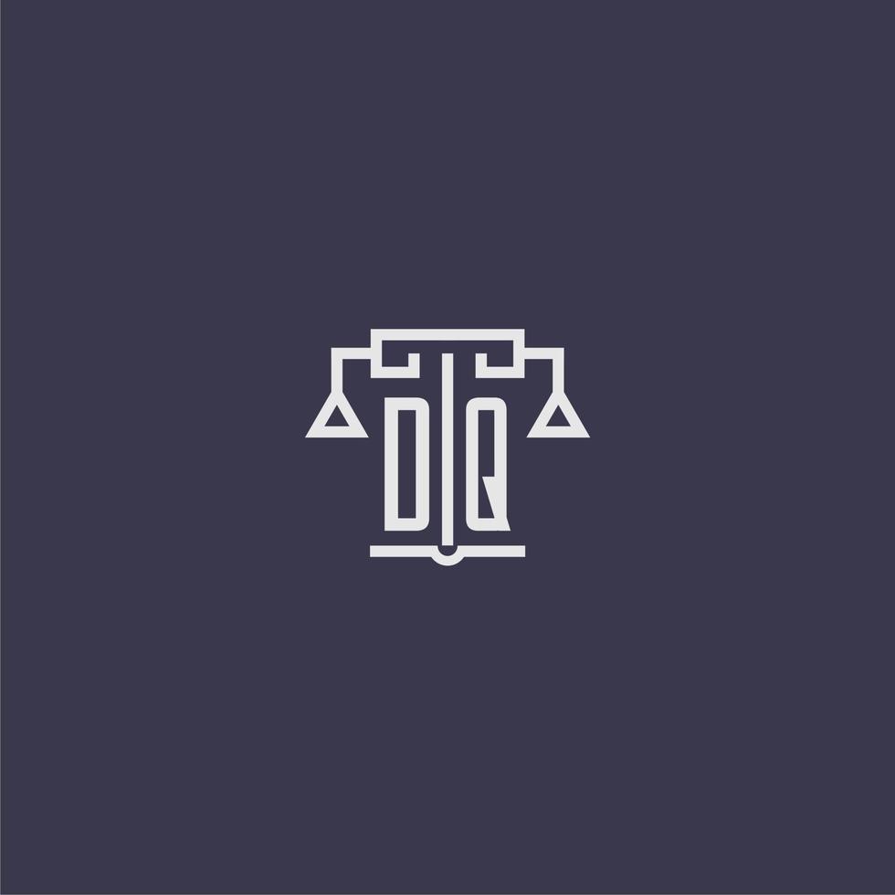 dq monogramme initial pour le logo du cabinet d'avocats avec image vectorielle d'échelles vecteur
