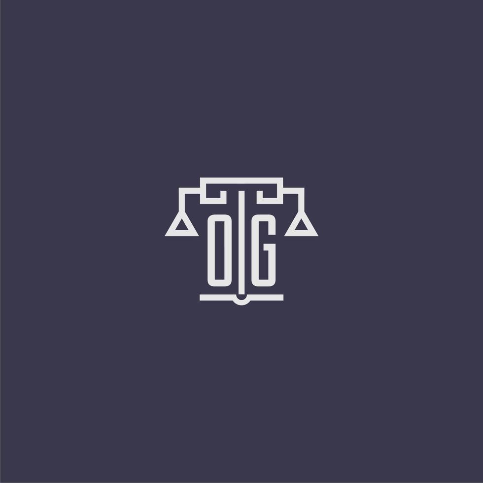 og monogramme initial pour le logo du cabinet d'avocats avec image vectorielle d'échelles vecteur