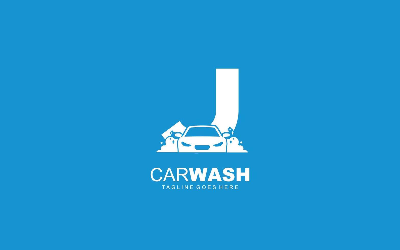 j logo carwash pour l'identité. illustration vectorielle de modèle de voiture pour votre marque. vecteur