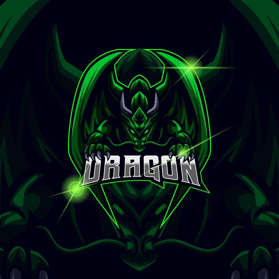 le modèle de conception de logo dragon esport vecteur