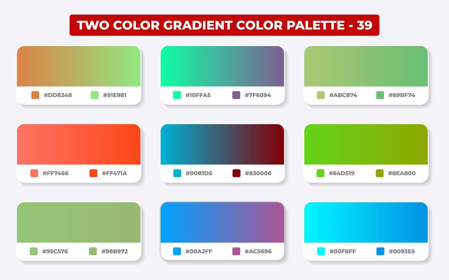 palette de couleurs dégradées avec codes de couleur en rvb ou hexadécimal, catalogue, couleurs à la mode, ensemble d'échantillons de dégradé illustration vectorielle, guides de couleurs vecteur