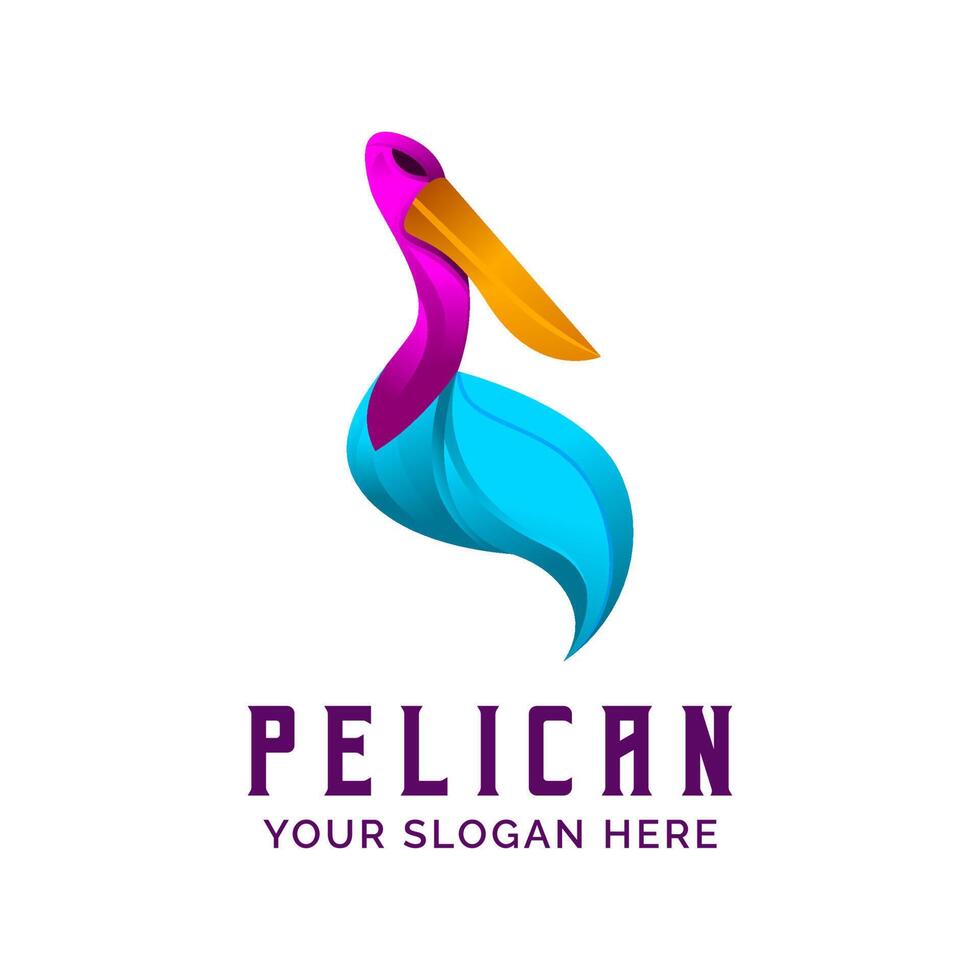 modèle de mascotte de vecteur de conception de logo de gradient de pélican