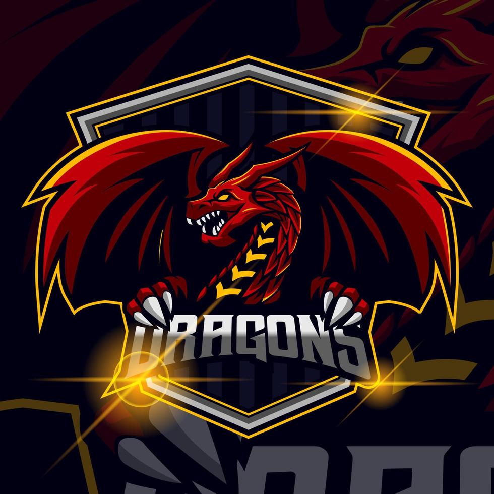 modèle de logo dragon esport vecteur