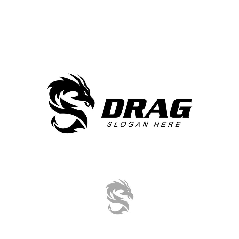symbole d'icône tribale dragon modèle vintage noir et blanc pour étiquettes, emblèmes, badges ou modèle de conception de logo vecteur
