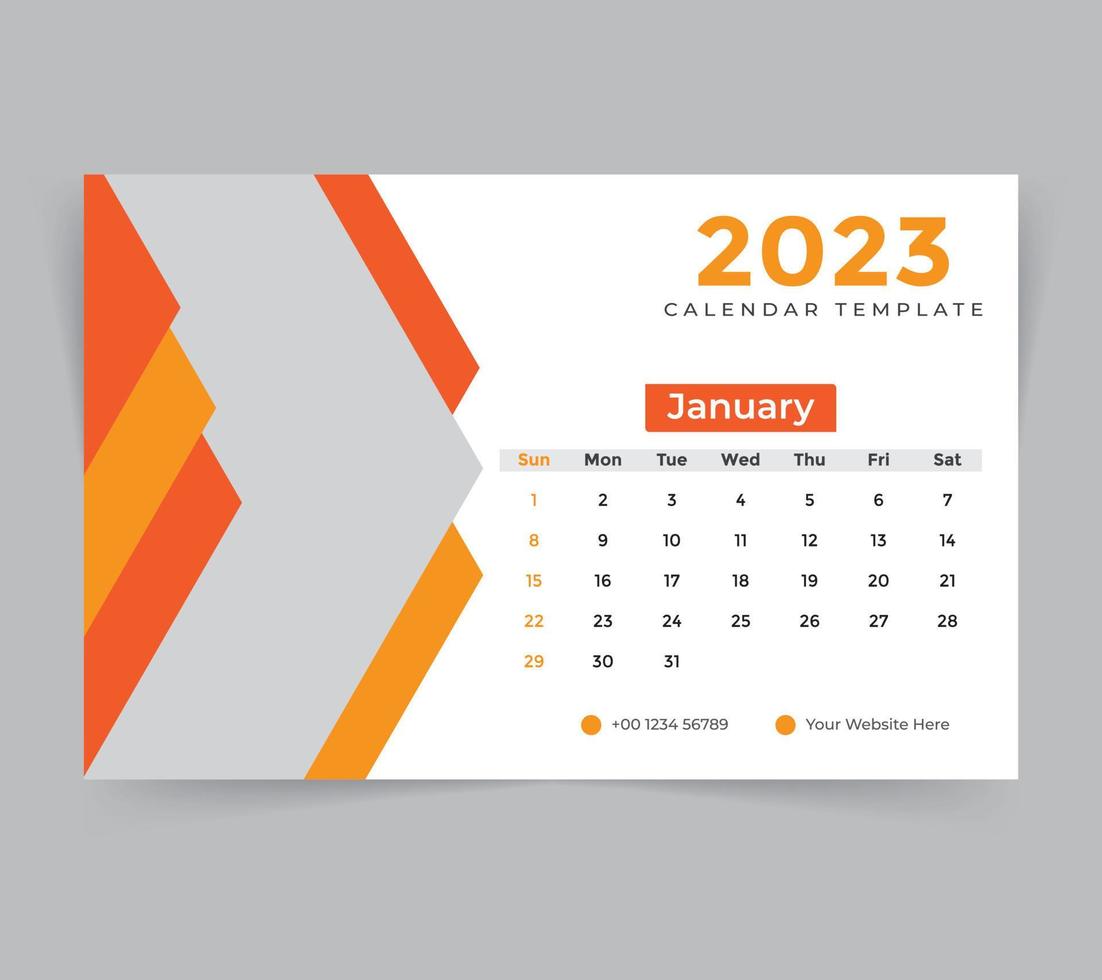 modèle de calendrier de bureau pour le nouvel an 2023 vecteur