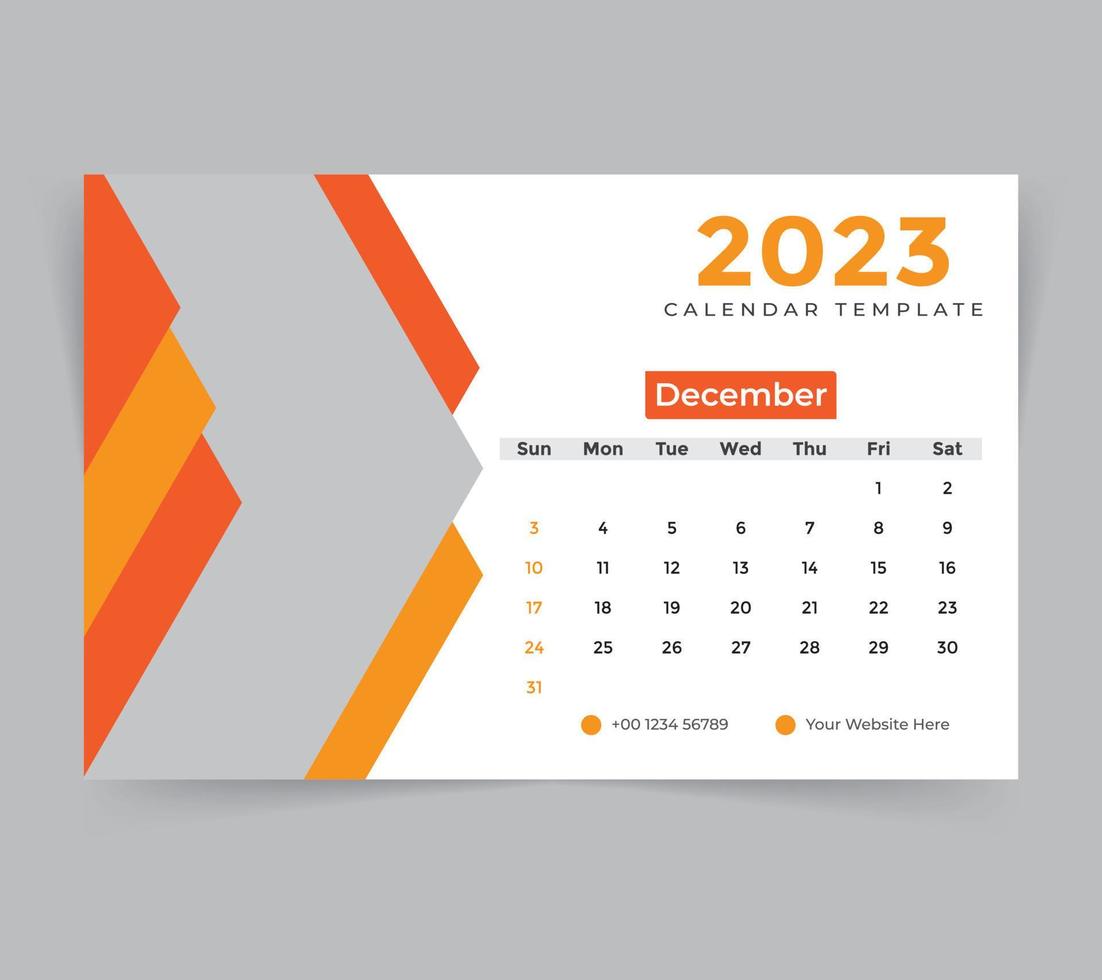 modèle de calendrier de bureau pour le nouvel an 2023 vecteur