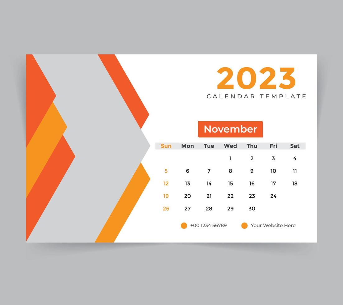 modèle de calendrier de bureau pour le nouvel an 2023 vecteur