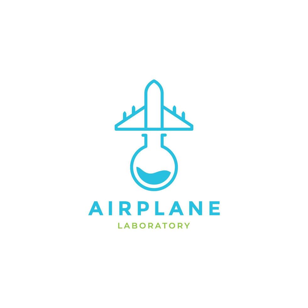 avion avec vecteur de conception de logo moderne en verre de laboratoire