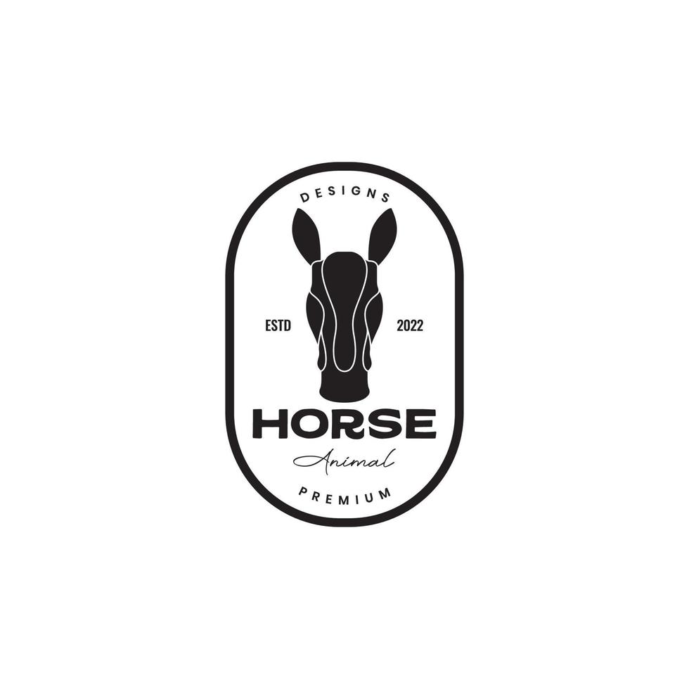 tête cheval noir insigne simple vecteur de conception de logo vintage