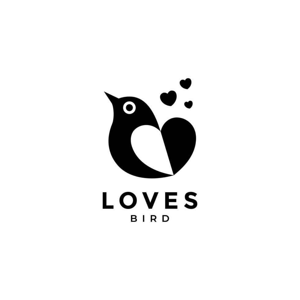 petit oiseau avec amour vecteur de conception de logo plat minimaliste moderne