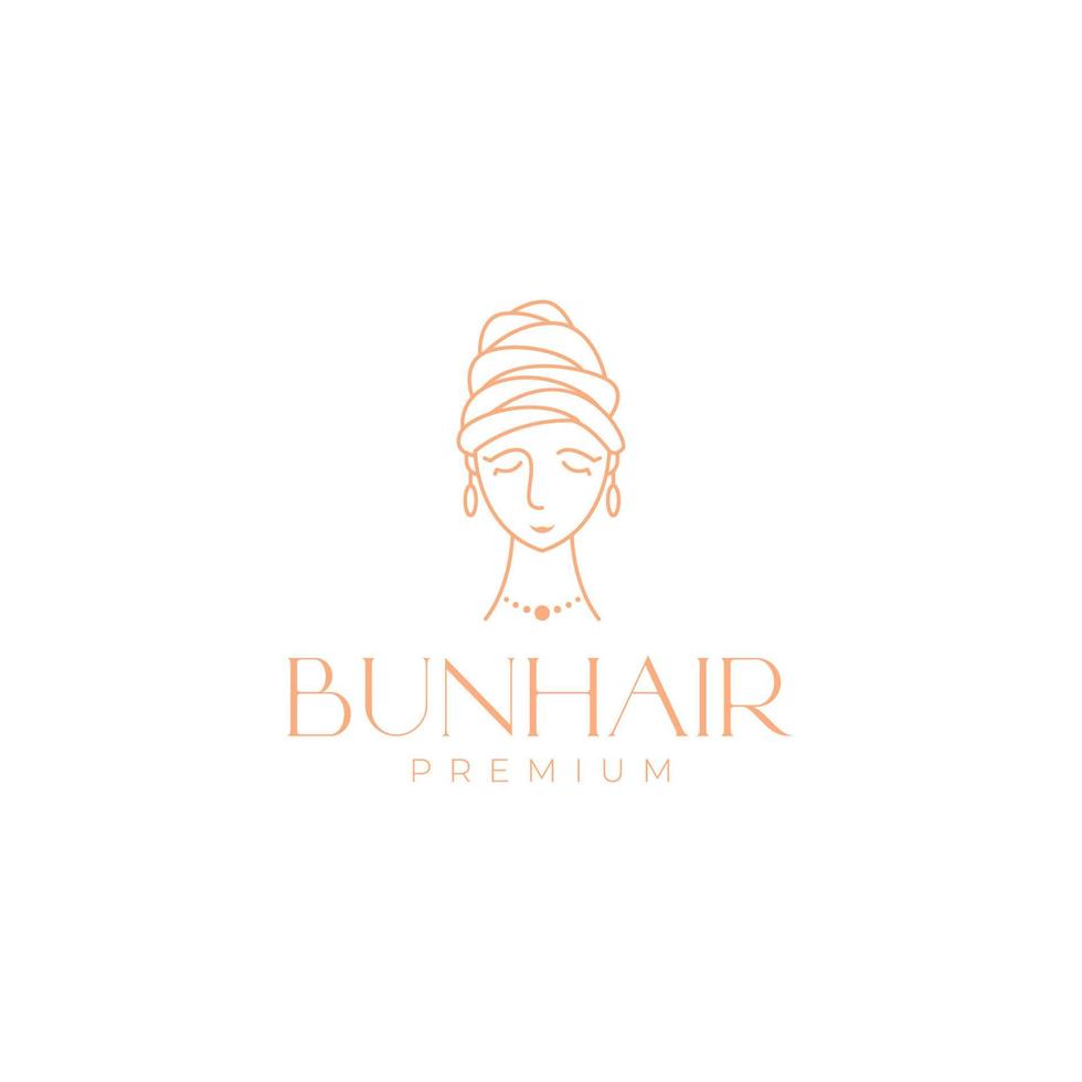 beauté visage femme chignon coiffure création de logo vecteur