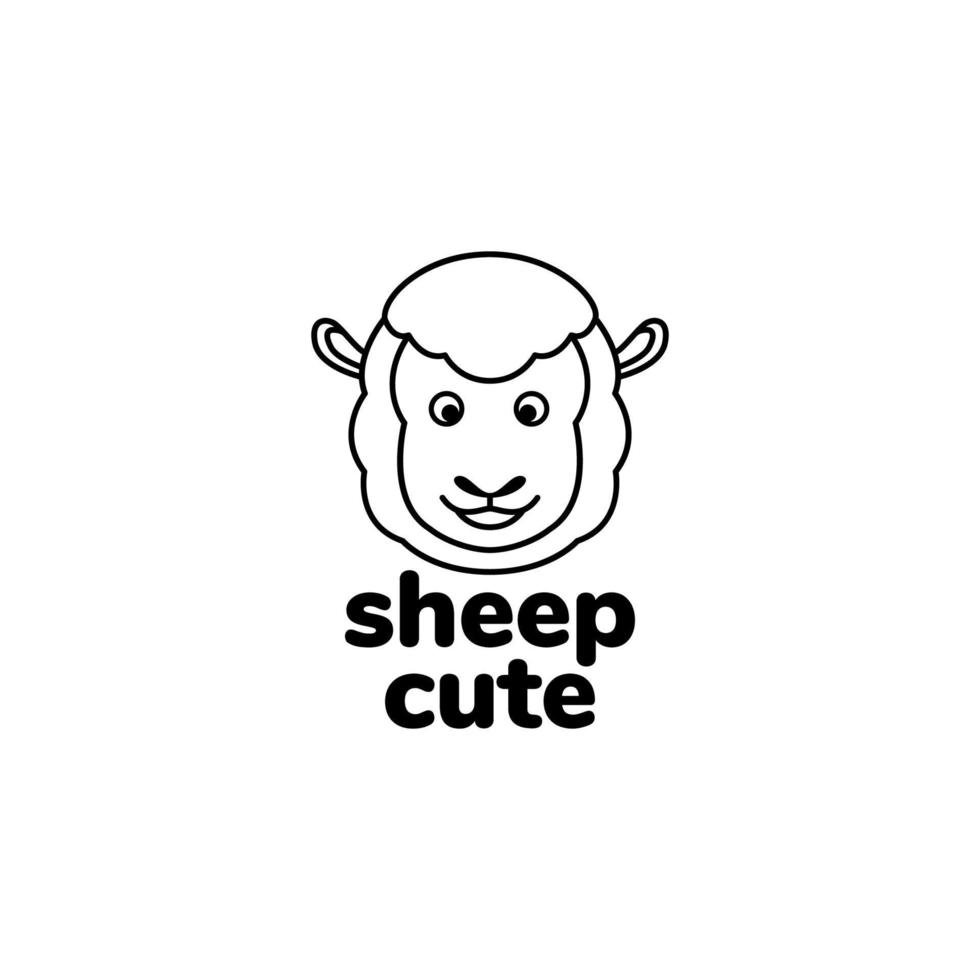 tête de mouton ligne mignonne vecteur de conception de logo minimal