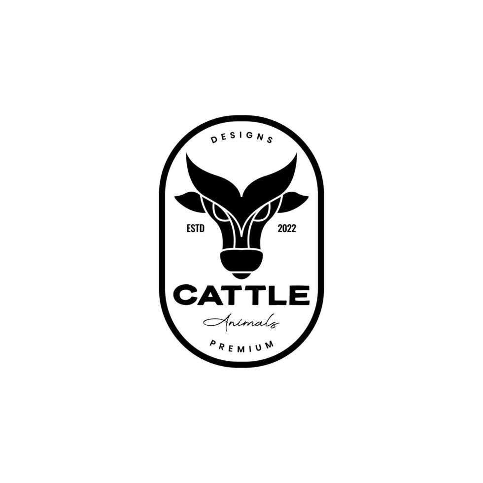 bovins vache bovins badge noir création de logo vintage vecteur