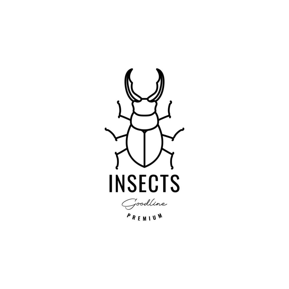 vecteur de conception de logo de mascotte minimaliste ligne insecte coléoptère