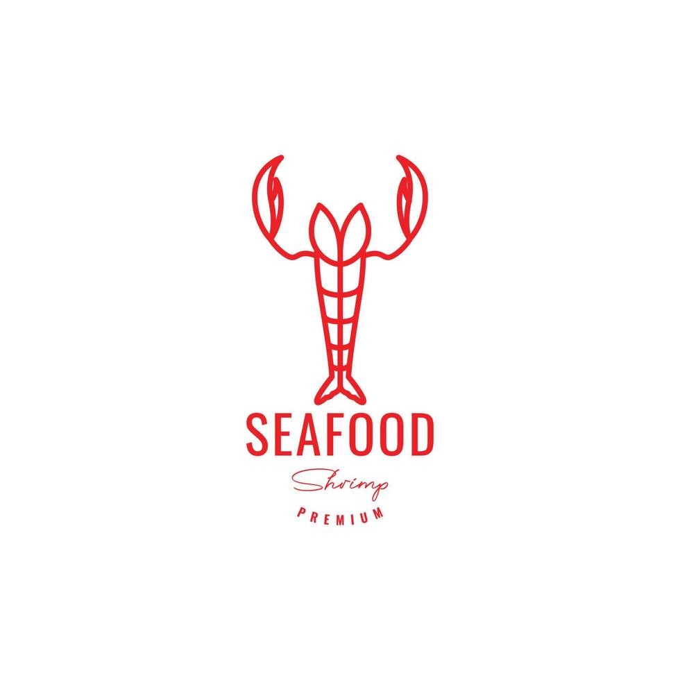 vecteur de conception de logo de couleur minimaliste de ligne de crevettes de fruits de mer