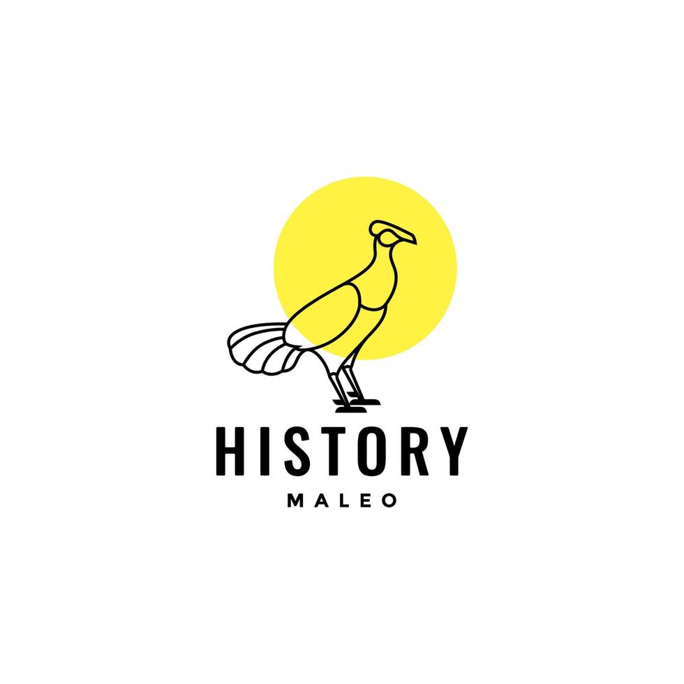 légende histoire oiseau maleo ligne logo design vecteur