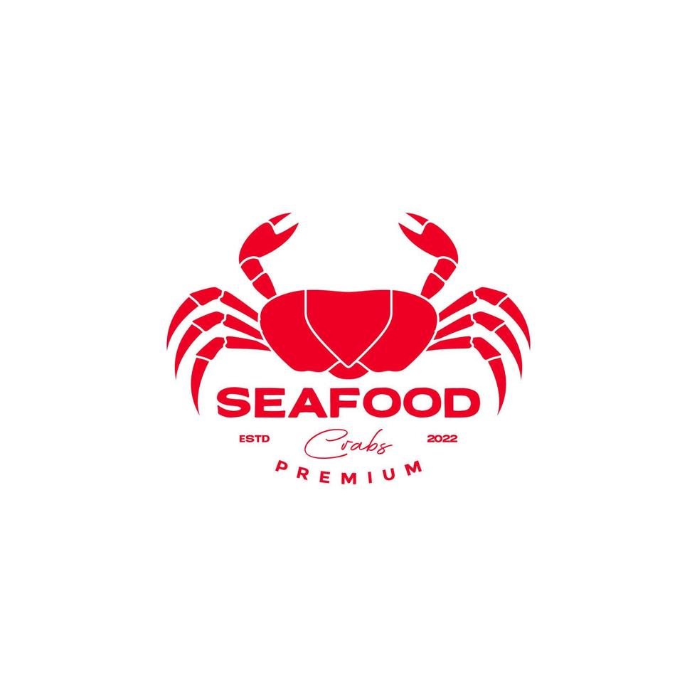 vecteur de conception de logo vintage fruits de mer crabe rouge