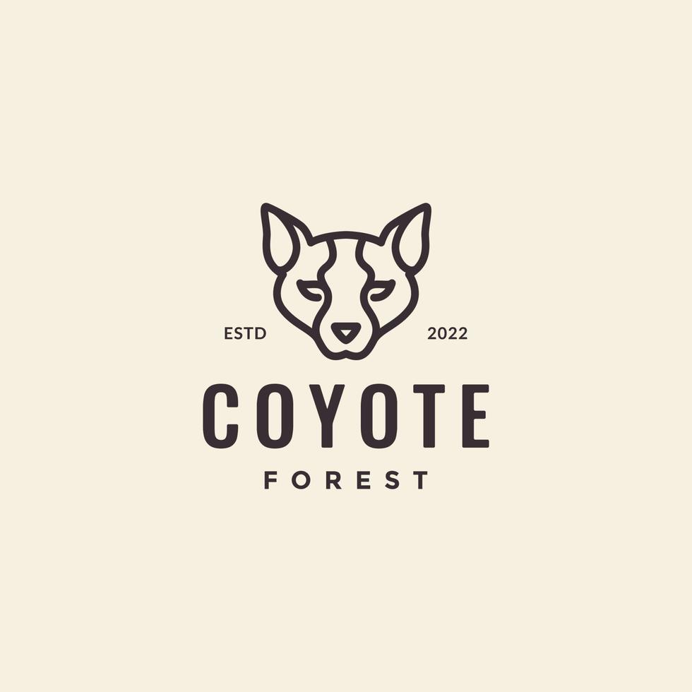 tête d'animal coyote ligne minimaliste propre hipster logo design vecteur