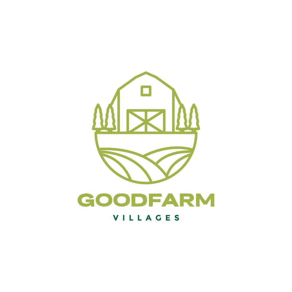 entrepôt avec création de logo de village agricole sur le terrain vecteur