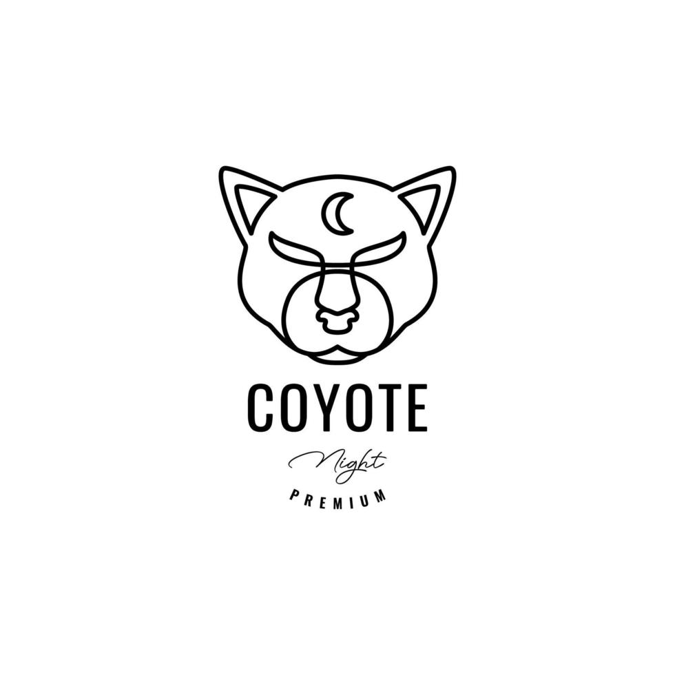 tête coyote forêt nuit logo design vecteur