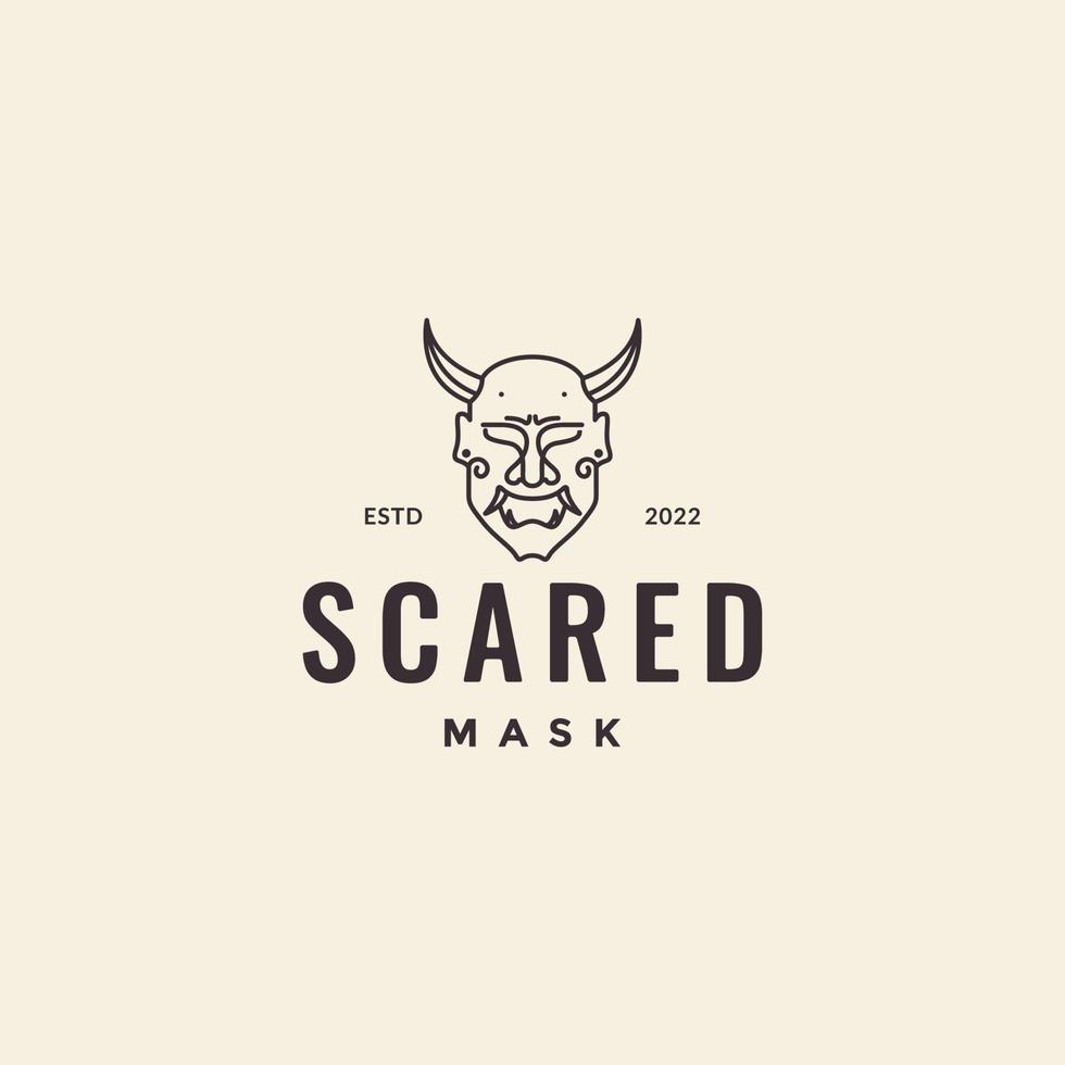 peur masque corne ligne hipster logo design vecteur