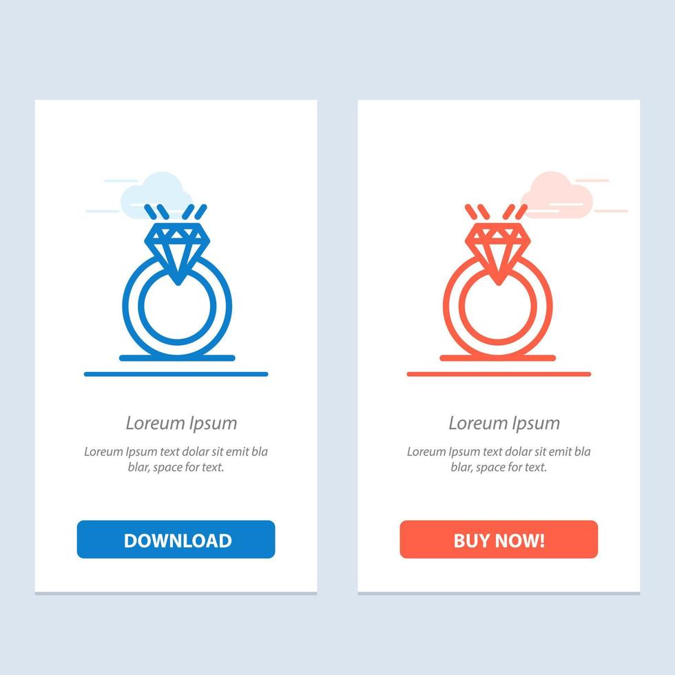 bague diamant proposition mariage amour bleu et rouge télécharger et acheter maintenant modèle de carte de widget web vecteur