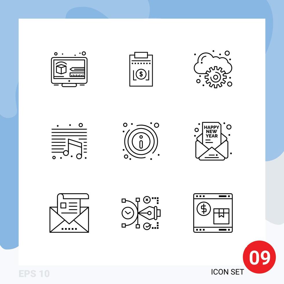 ensemble de 9 symboles universels de détails d'information notes d'école de nuage éléments de conception vectoriels modifiables vecteur