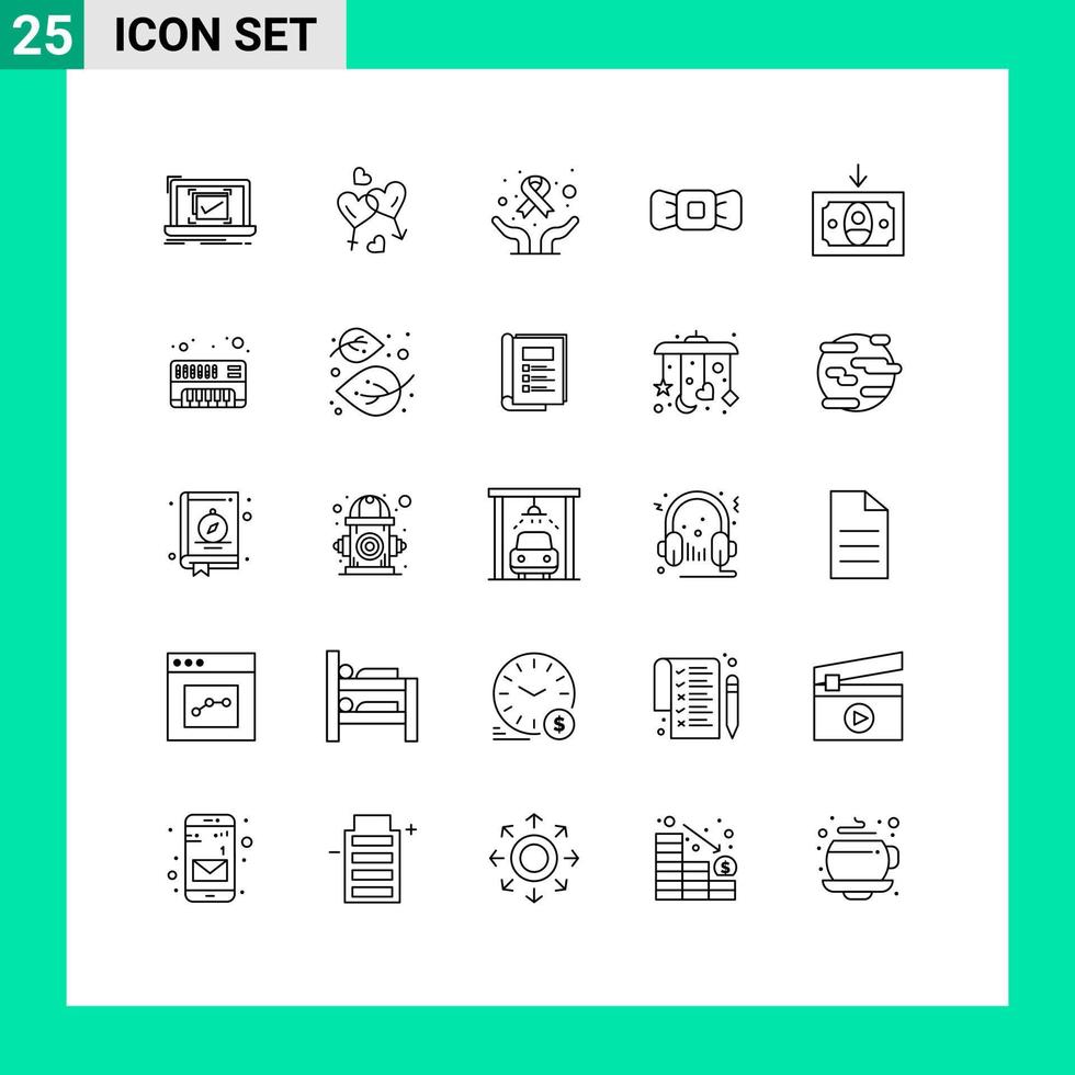 concept de 25 lignes pour sites Web mobiles et applications cravate noeud papillon amour arc jour du cancer éléments de conception vectoriels modifiables vecteur
