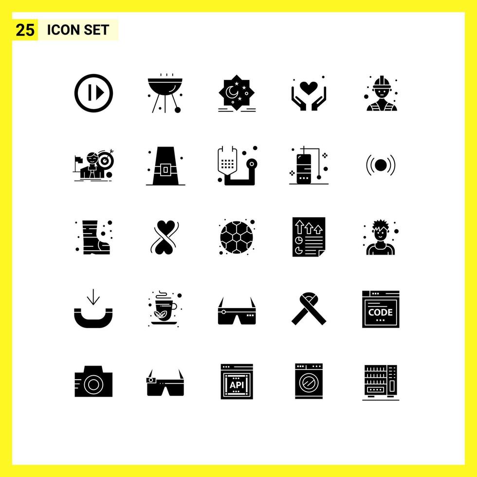 pack d'icônes vectorielles stock de 25 signes et symboles de ligne pour la mère amour grill mains eid éléments de conception vectoriels modifiables vecteur