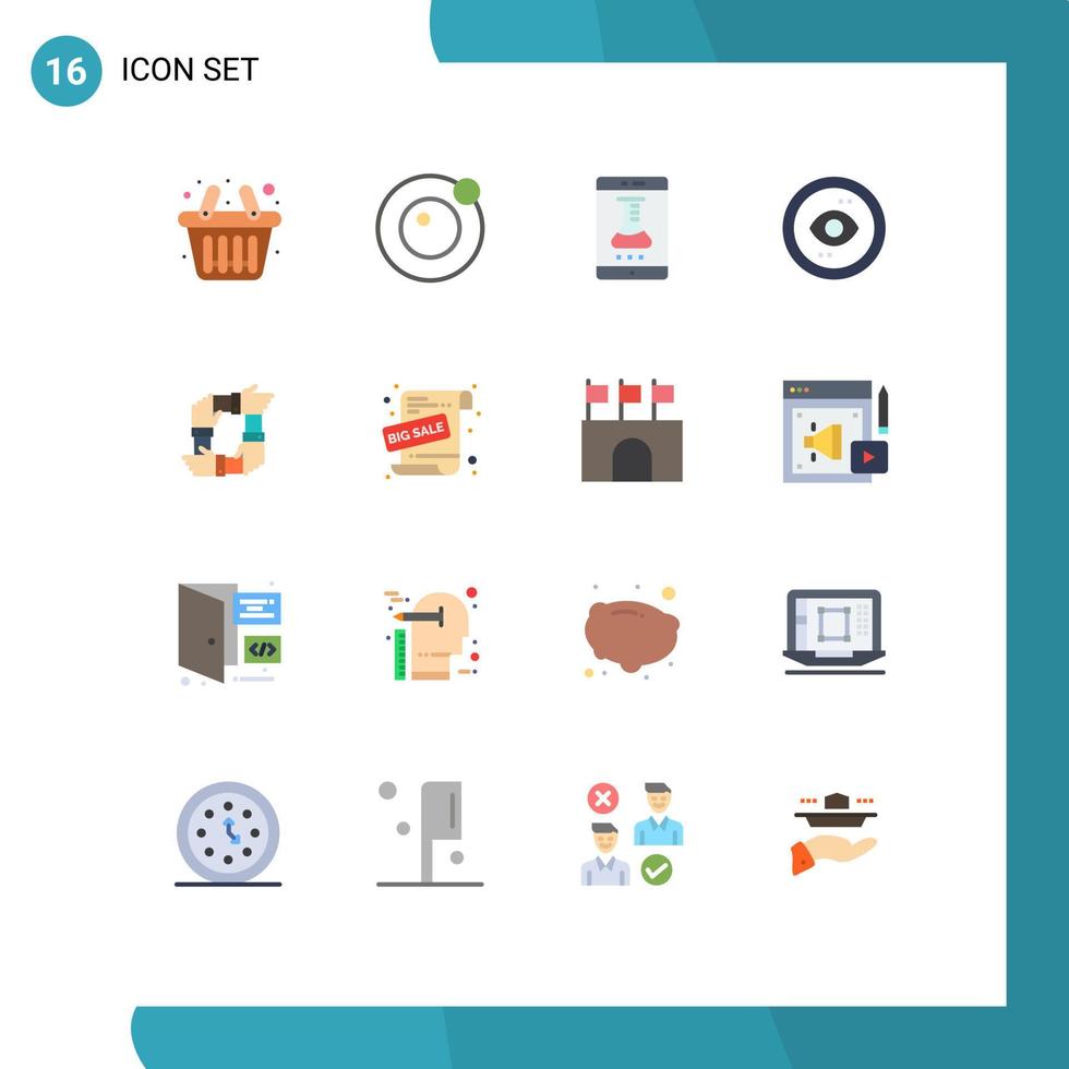 16 interface utilisateur pack de couleurs plates de signes et symboles modernes de vue d'entreprise laboratoire en ligne ui eye pack modifiable d'éléments de conception de vecteur créatif