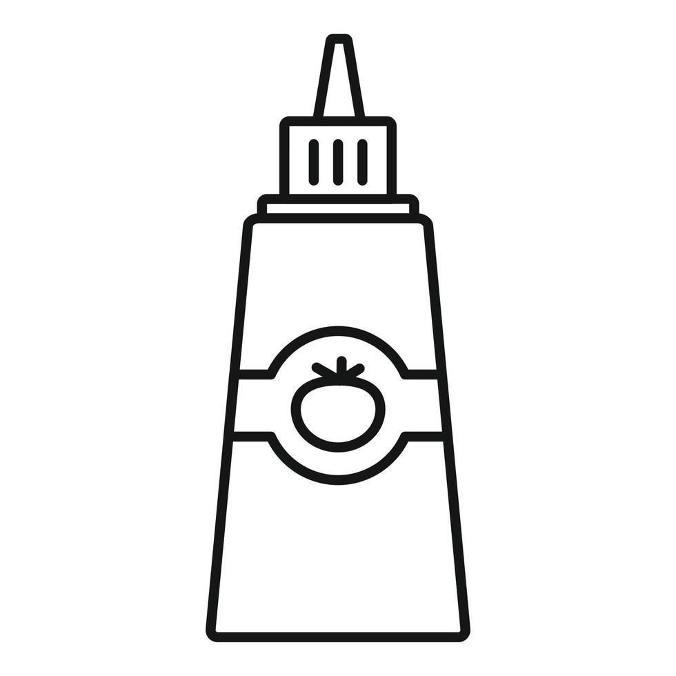 icône de bouteille de ketchup, style de contour vecteur