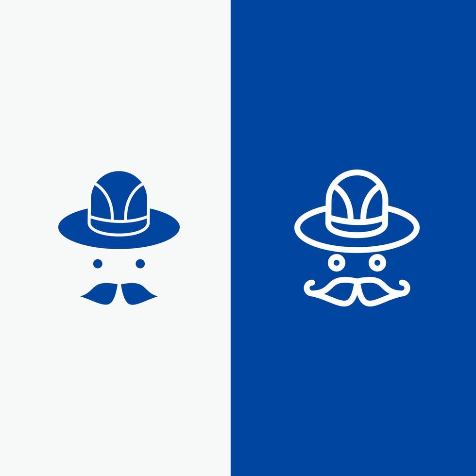 casquette chapeau canada ligne et glyphe icône solide bannière bleue ligne et glyphe icône solide bannière bleue vecteur